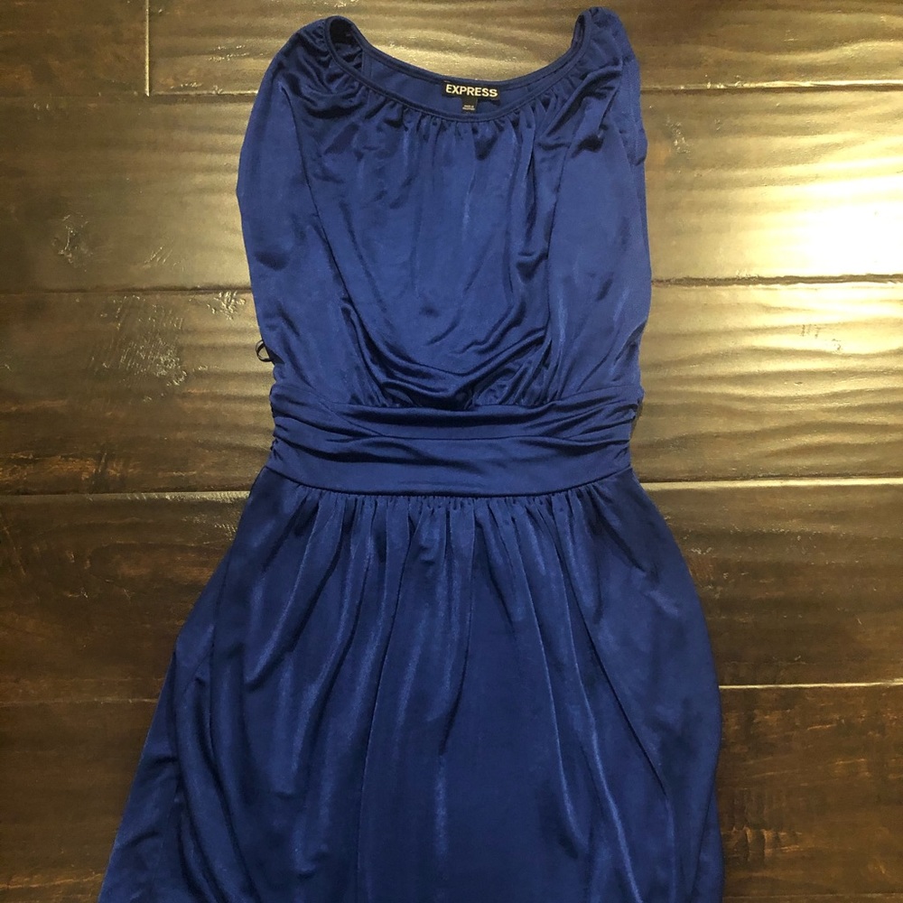 Silky blue cocktail dress